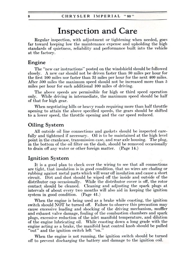 1926 Chrysler Imperial 80 Operators Manual Page 30